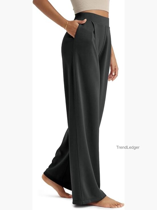 Pants - High Waist Wide Leg Pants with Pockets Modal Soft Loungewear